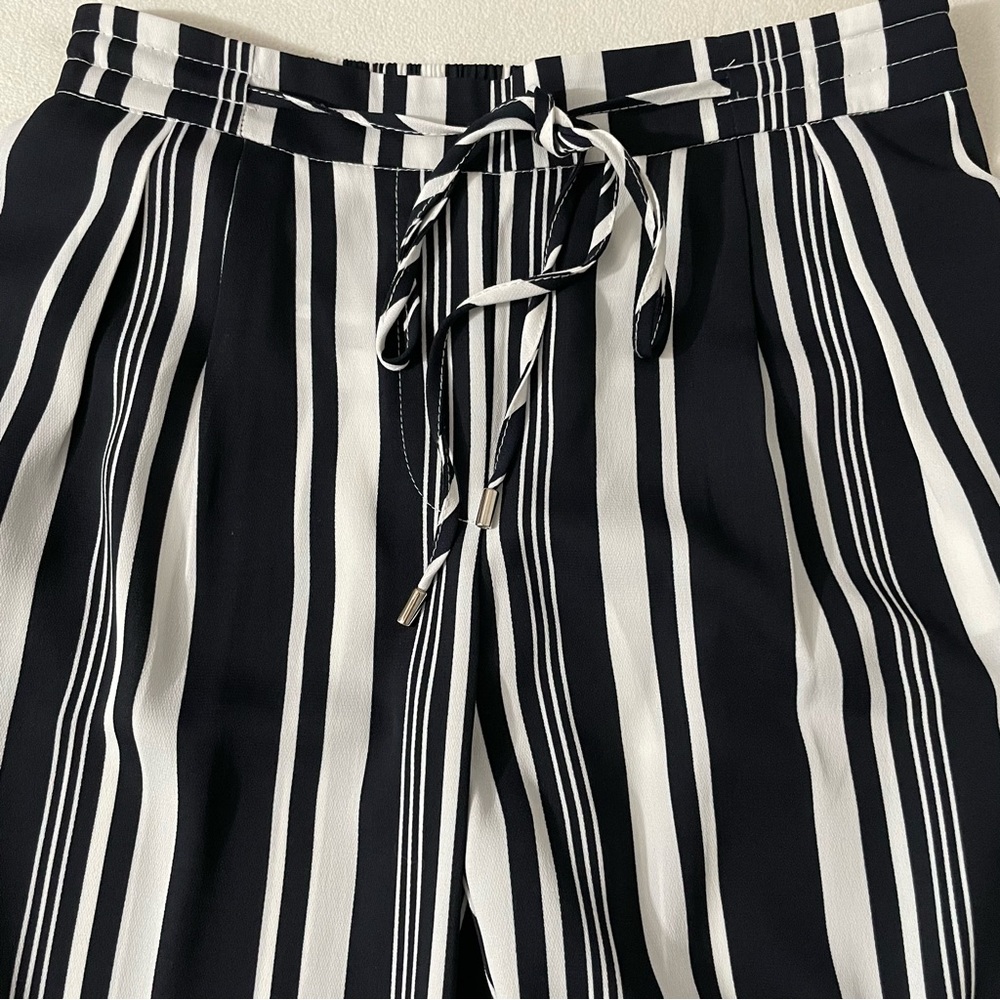 Zara Basic Striped Drawstring Pants - image 2